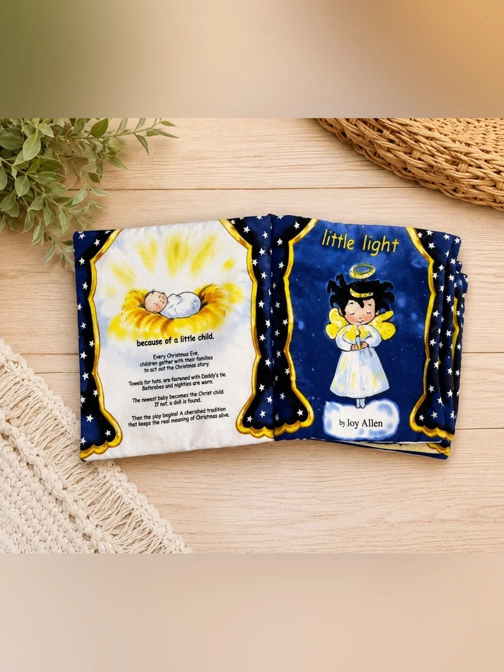 Little Light Soft Baby Board Book Fabric Panel - Blue & Yellow